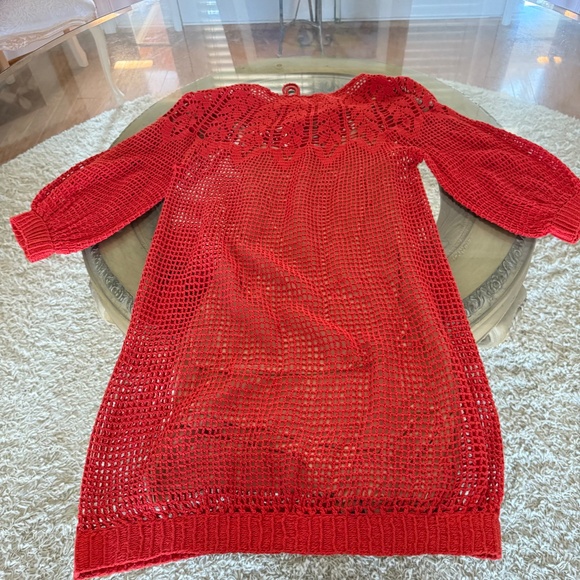 Anthropologie Korovilas Isabel Crochet Dress Small Nude Lined Boho Beachy - Picture 8 of 15